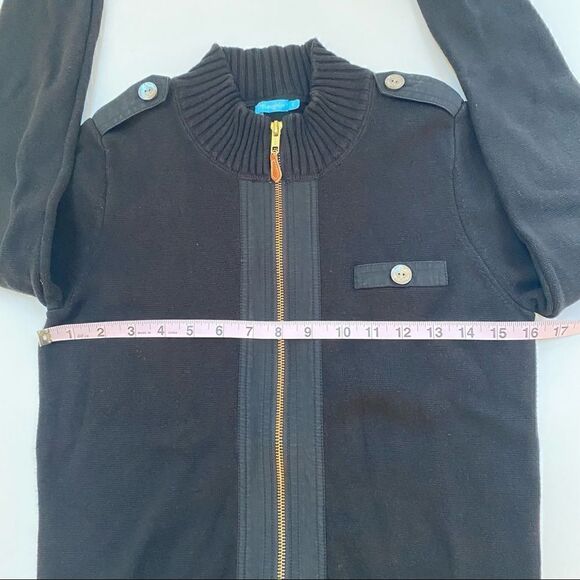 J. McLaughlin Black Knit Zip Up Sweater Jacket Preppy Zippered Cardigan S - Picture 14 of 14